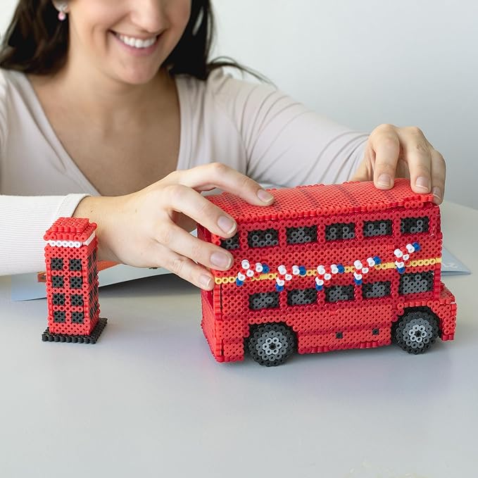 Perler 80-57242 London Bus 3D Fused Bead Craft Activity Kit, 4" W x 17.5" H, Multicolor, 8011 Pieces