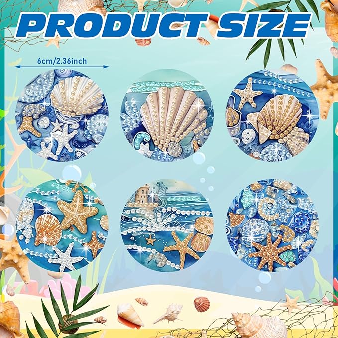 30 Pcs Magnetic Diamond Art Painting Ocean Magnets Blue Fridge Diamond Art Painting Kits Sticker Magnet DIY Craft for Adult Beginner Souvenir Gift Office Home Decor