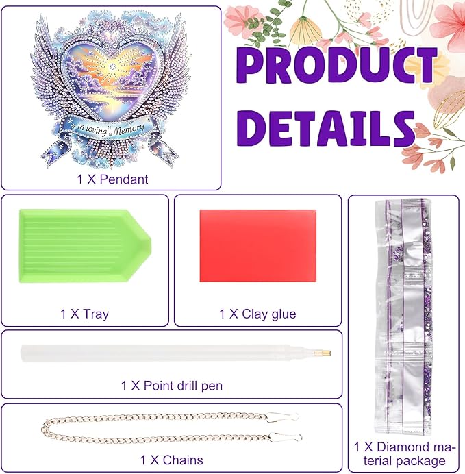 DOMROM Heart Diamond Art Hanging Kits for Adults Beginners, Special Shaped Crystal Diamond Painting Heart Pendant, DIY Diamond Art Suncatchers Valentine's Day for Home Garden Wall Decor Gift