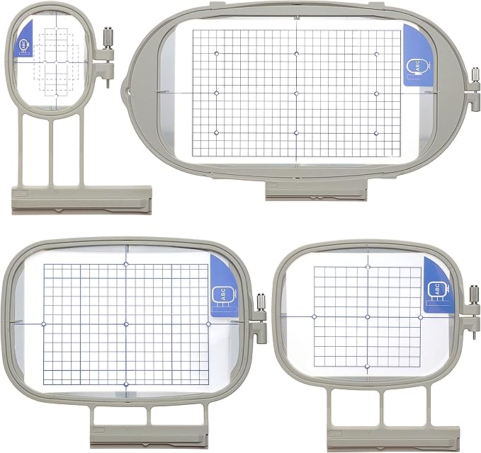 new brothread embroidery machine hoop 4 in 1 set (sa437+sa438+sa439+sa441) compatible with brother innovis nq3600d/3500d nq1700e/1600e/1400e ve2200 4000d 1500d v7 v5 v3 babylock ellegante/aventura