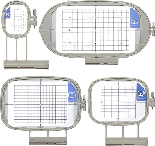 new brothread embroidery machine hoop 4 in 1 set (sa437+sa438+sa439+sa441) compatible with brother innovis nq3600d/3500d nq1700e/1600e/1400e ve2200 4000d 1500d v7 v5 v3 babylock ellegante/aventura