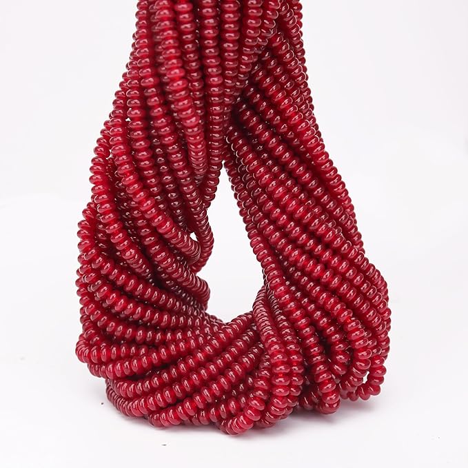 2 Strands (300PCs) Garnet Jade Rondelle Beads, 2 * 4mm Gemstone Loose Spacer Abacus Disk Beads for DIY Bracelet Necklace Earrings Jewelry Making, Craft Supplies Beading Kit
