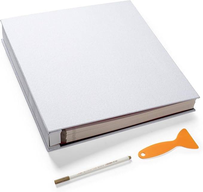 Super Large Photo Album Self Adhesive Scrapbook Album for 4×6 5×7 8×10 10×12 or Bigger Pictures DIY Magnetic Linen Cover Album 80Sheets/160Pages DIY Photo Album(White)