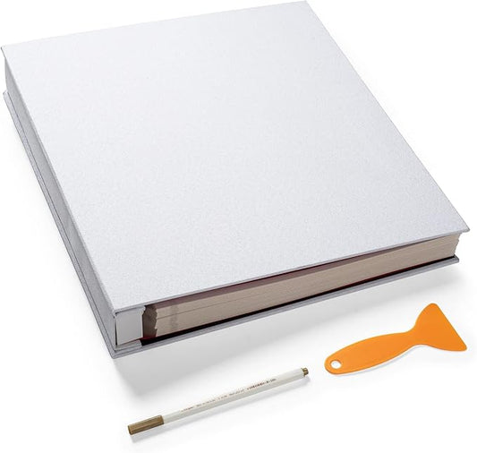 Super Large Photo Album Self Adhesive Scrapbook Album for 4×6 5×7 8×10 10×12 or Bigger Pictures DIY Magnetic Linen Cover Album 80Sheets/160Pages DIY Photo Album(White)