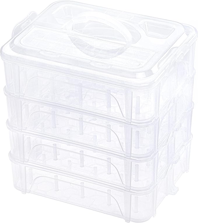 New brothread 4 Layers Stackable Clear Storage Box/Organizer for Holding 80 Spools Home Embroidery & Sewing Thread (Spool Size Requirement: Height≤2.2"/5.6CM; Width≤1.69"/4.3CM)