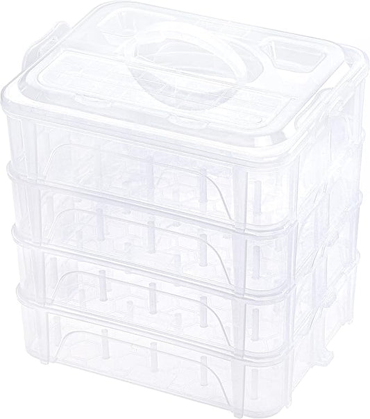 New brothread 4 Layers Stackable Clear Storage Box/Organizer for Holding 80 Spools Home Embroidery & Sewing Thread (Spool Size Requirement: Height≤2.2"/5.6CM; Width≤1.69"/4.3CM)