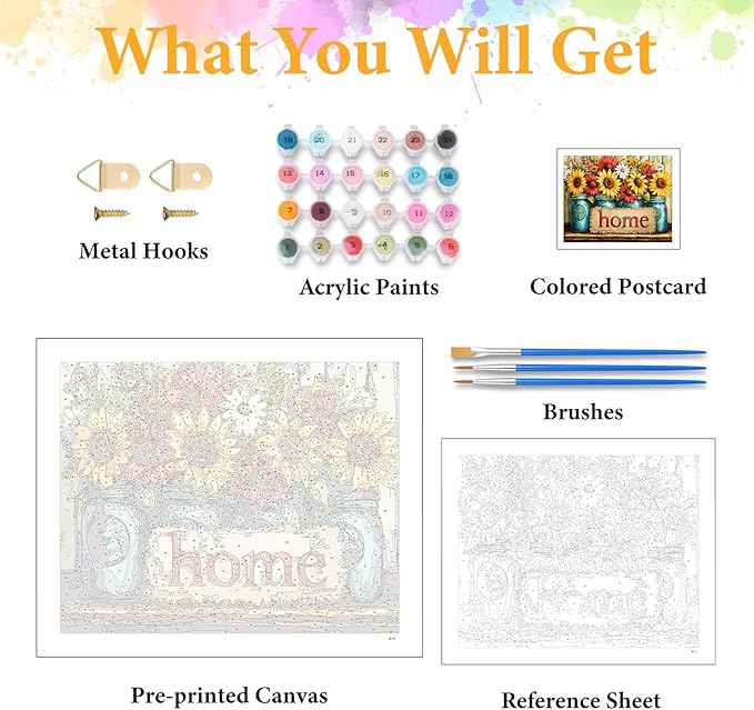 Okarina Paint by Numbers Kit for Adults Beginner Flower, Adult Paint by Number Kits on Canvas, Floral Bottle DIY Acrylic Oil Painting by Numbers for Adults, Perfect for Home Wall Decor 20X16 Inch