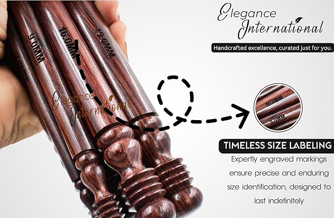 Wooden Crochet Hooks Set of 15-3.5mm to 25mm - Rosewood Crochet Hooks for Arthritic Hands- Crochet Hooks Ergonomic Soft Grip Handle - for Crocheting & Knitting - Christmas Gifts for Her(Set of 15)