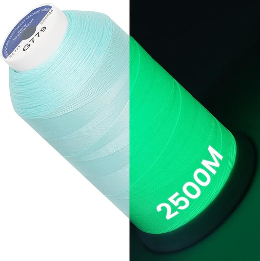 New brothread Single Huge Spool Luminary Glow in The Dark Embroidery Machine Thread Kit 30WT 2500M(2735Y) Each Spool for Embroidery, Quilting, Sewing-G779