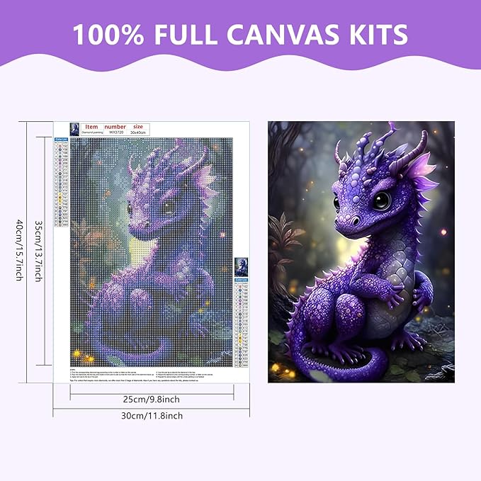 SENQAO Dragon Diamond Painting Kits for Adults, Dragon Diamond Art Kits Animal Diamond Art with Full Drill Round Diamonds, Dragon Diamond Dots Art Kits for Home Wall Decor 12X16inch