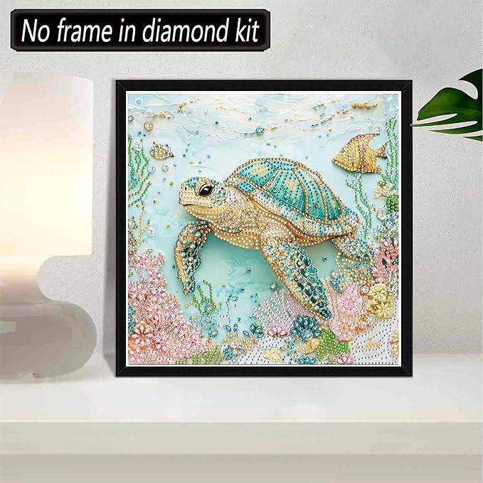 SKRYUIE DIY Diamond Art Kits for Adults Turtle Special Shape - 5D Diamond Painting Kits for AdultsAnimal - Crystal Embroidery Cross Stitch - Craft for Wall & Office Decor 12 x 12 Inch A4