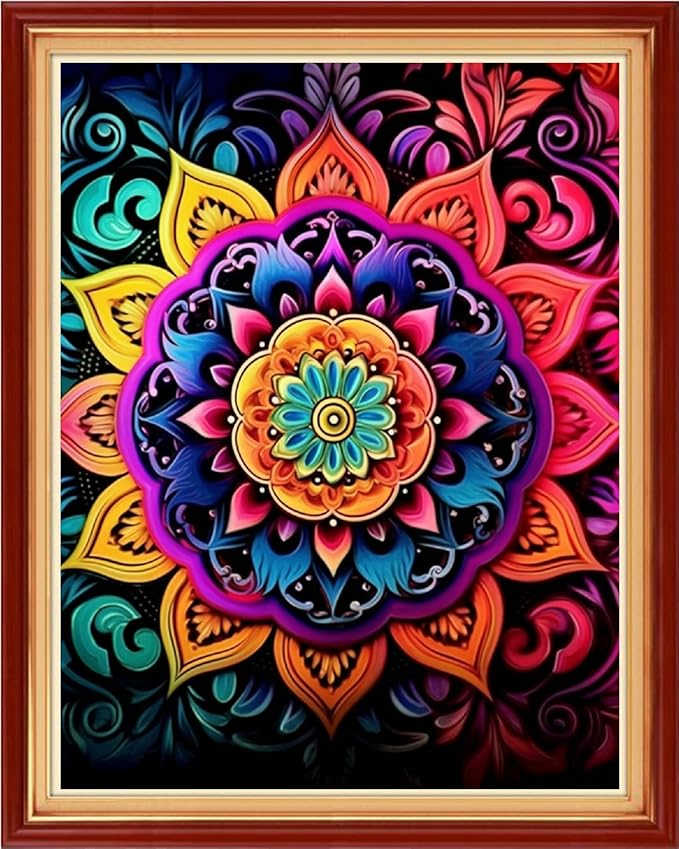 dimxvean stamped cross stitch kits,cross stitch kits for adults beginners,embroidery kits full range of cross stitch stamped kits needlepoint kits cross stitch patterns-colorful mandala 16x20 inch