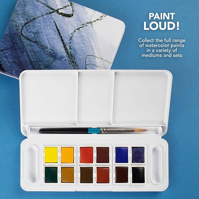 Daler Rowney Half Pan Travel Set, 25 Piece, Assorted Colors