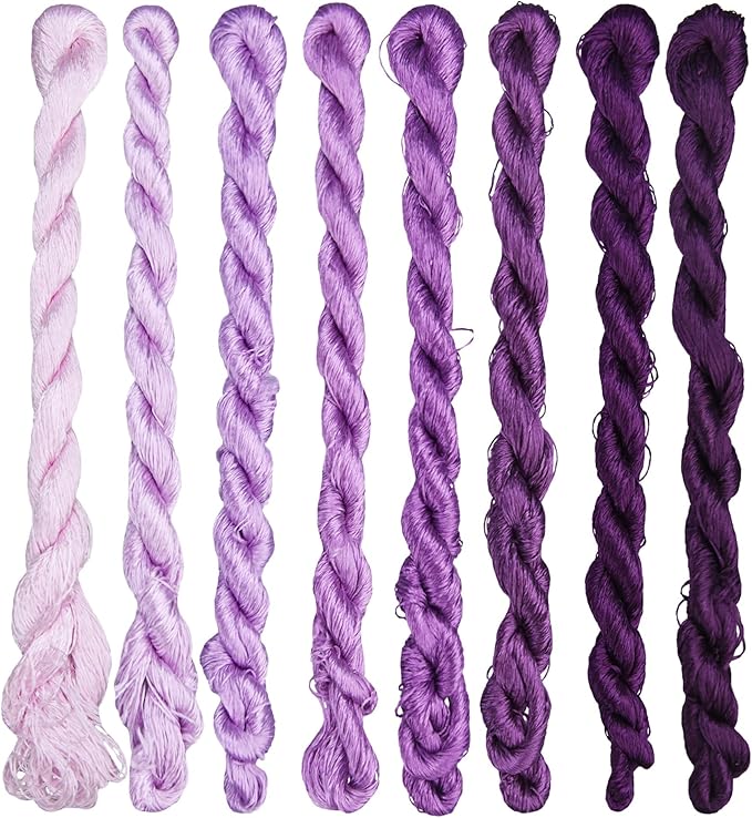 Natural 100% Silk Thread, Handmade Embroidery Thread Silk Floss 8 Colors 110m Each (28)