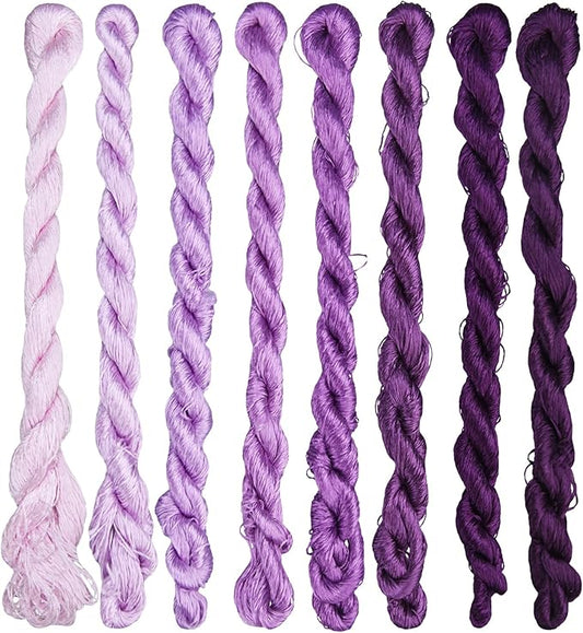 Natural 100% Silk Thread, Handmade Embroidery Thread Silk Floss 8 Colors 110m Each (28)