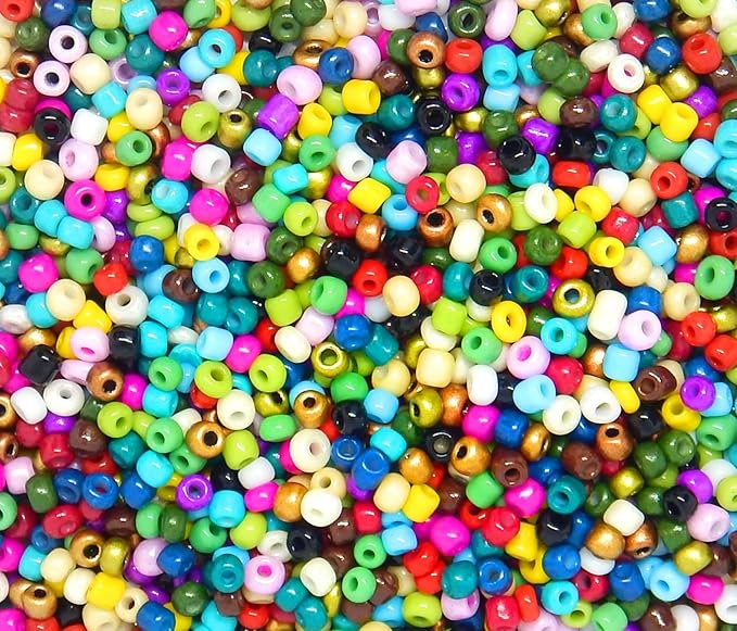 Perlin Glass Seed Beads 2mm 11/0 Round Mini Small Pony Beads 6500pcs for Making Earrings Bracelets Pendants Waist Jewelry DIY Handmade Opaque Color Kit (Assorted Colours)