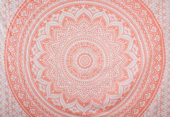 popular handicrafts tapestry wall hanging hippie ombre mandala bohemian hippy intricate indian tapestries bedspread 84 x 90 inches (215cm x 230cm) coral peach