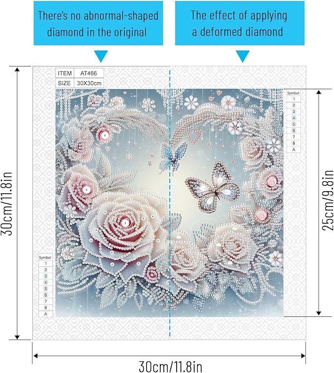 Diamond Art Painting Kits for Adults, 5D Special Shape Diamond Art Kits for Beginners, Crystal Rhinestones Diamond Art Painting for Home Wall Decoration Gift 12×12 inch, Flowers and Butterflies