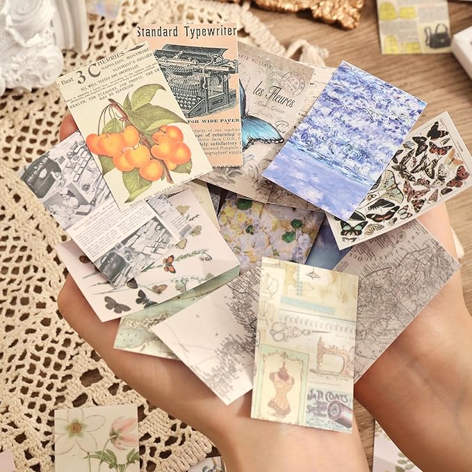 6 sets 300 pcs washi stickers set vintage aesthetic sticker book for journaling decorative scrapbook floral paper sticker kit for scrapbooking, bullet journal, art craft gifts, notebook making