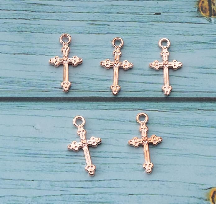 50 Pcs Vintage Crucifix Pendants Beading Charms with Hole Metal Religious Antique Silver Gold Bulk Cross for Jewelry Making Kit DIY Bracelet Necklace Earring Keychain Accessories Supplies