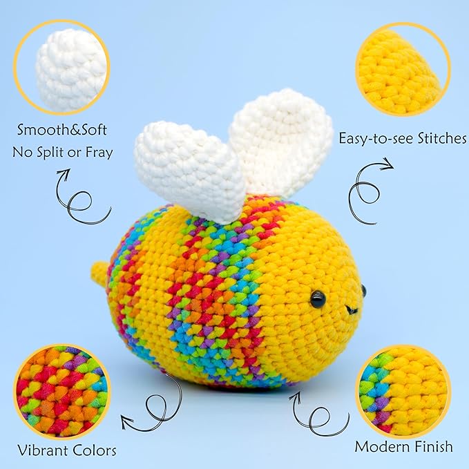 15 Pack Beginners Crochet Yarn Rainbow Crochet Yarn for Crocheting Knitting with Easy-to-See Stitches Neutral Crochet Yarn for Beginners Crochet Kit(15x50g)-Variegated Mix