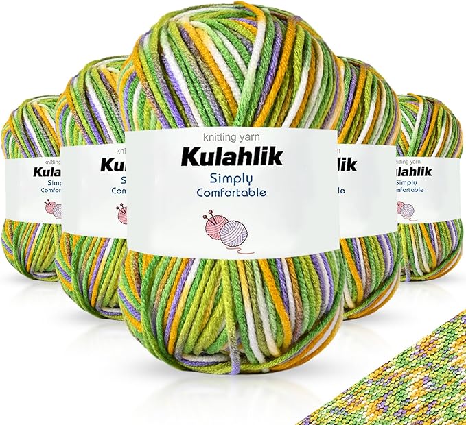 250g(5x50g) Acrylic Yarn for Crochet/Knitting, Colorful Gradient Yarn Thread, 5 Rolls Skeins, Perfect for Any Knitting Crochet and Crafts Mini Project