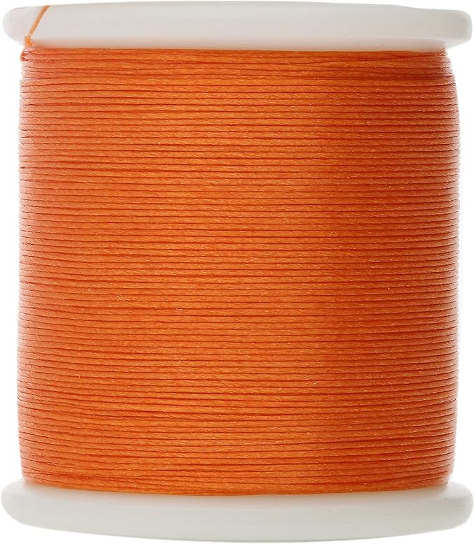 KO Nylon Beading Thread, Orange Color, Japanese Pre-Waxed 100% Nylon, 330TEX, Tangle Resistant Knotting Cords, 50m /55 yds Spool, Use for Seed Bead Projects, Loom Work & Bead Weaving