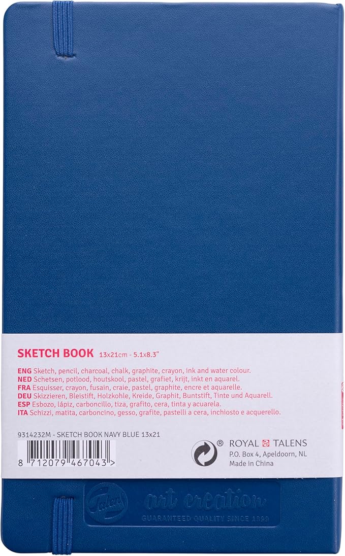 Talens Art Creation T9314-232M 452191 Talens Art Creation Sketchbook Drawing Notebook 5.1 x 8.3 inches (13 x 21 cm), Navy Blue