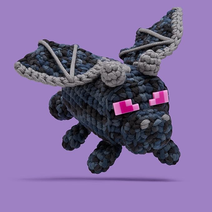 The Woobles Minecraft Crochet Kit – Beginner Crochet Kit for Adults & Kids, Easy Knitting Kit with Woobles Yarn, DIY Crafts, Crochet Animals, Minecrafts, Gift for Gamers & Crafters (Ender Dragon)