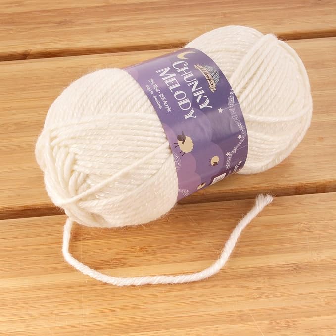 JubileeYarn Chunky Melody Yarn - 100g/Skein Bulky Wool Blend - White - 2 Skeins