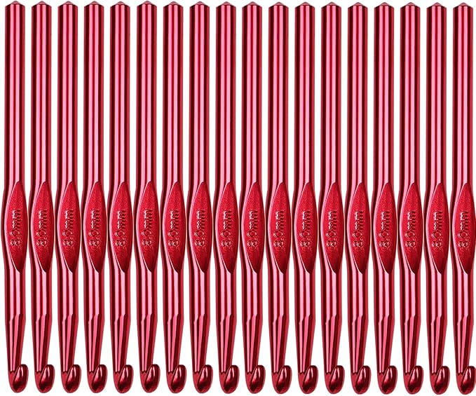 Hordolry 8mm Crochet Hooks Bulk, 18Pcs Aluminum Crochet Needle, Knitting Needles for Craft Yarn Contribute to Beginners