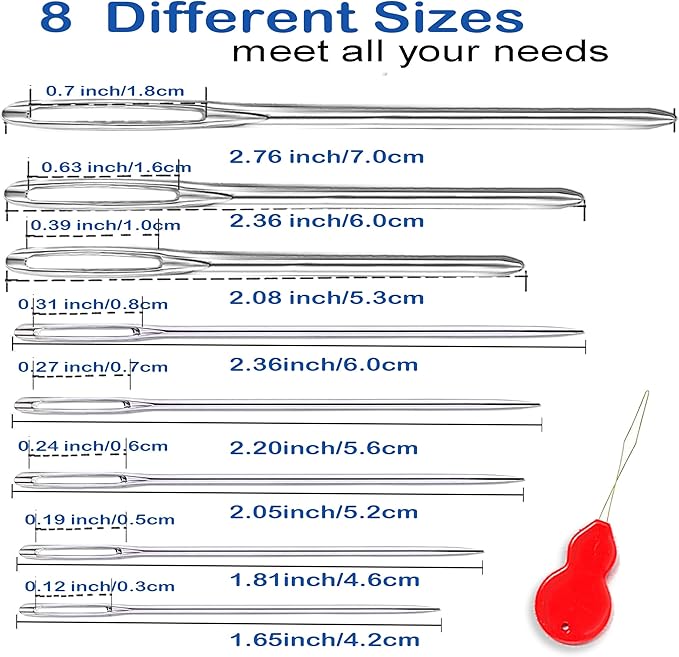 34 Pieces 8 Size Large Eye Blunt Needles and Sharp Needles Set, Yarn Needles, Hand Sewing Needles, Knitting Needles, Embroidery Needle, Quilting Needles, Crewel Needles,Tapestry Needles