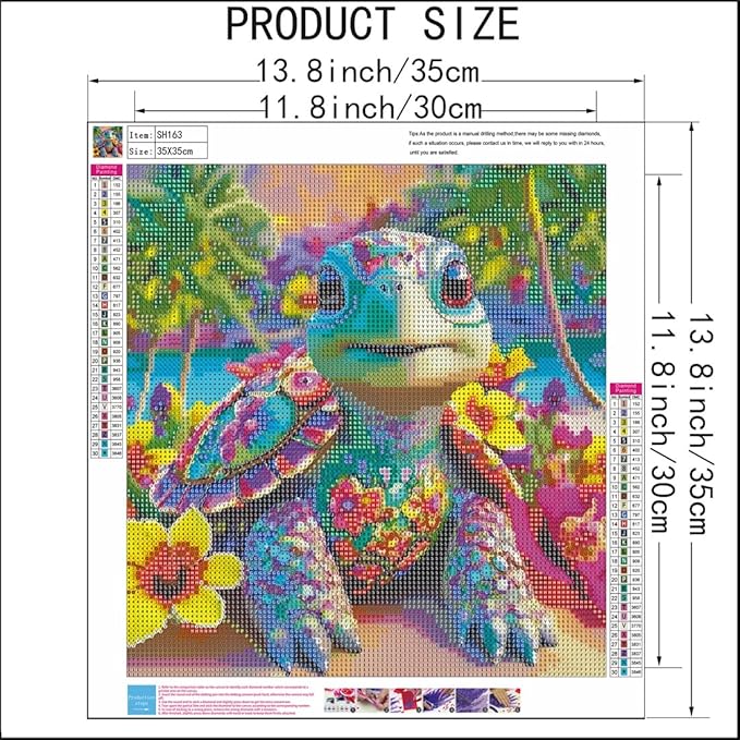 SHICERNHJ Sea Turtle 5D Diamond Painting for Adults Beginner,Flowers Diamond Art Kits for Adults DIY Full Drill Gem Art with Painting Kit for Crafts Home Wall Decor 13.8 X 13.8 inch