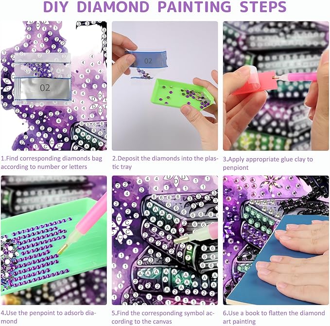 SENQAO Halloween Diamond Art Hanging Kits for Adults Beginners, DIY Acrylic 5D Special Shaped Crystal Diamond Gem Art Painting Hanging Ornament for Home Wall Decor and Gift（Crow Book Skull）