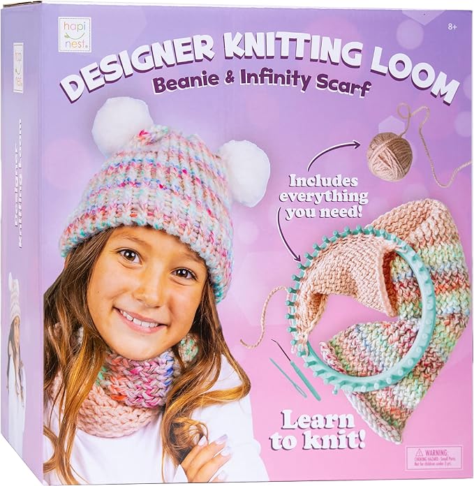 hapinest learn to knit hat and scarf knitting loom kit for kids ages 8-12