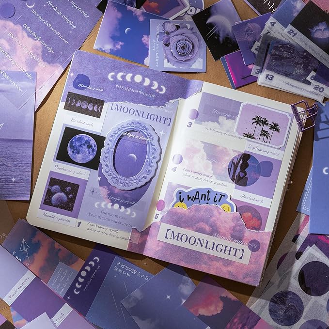 YagCu Scrapbook Kit for Beginners, Aesthetic Junk Journal Supplies, Scrapbooking and Journaling Materials, Bullet Journals Stationery, Planner DIY Arts Craft, Women Adults