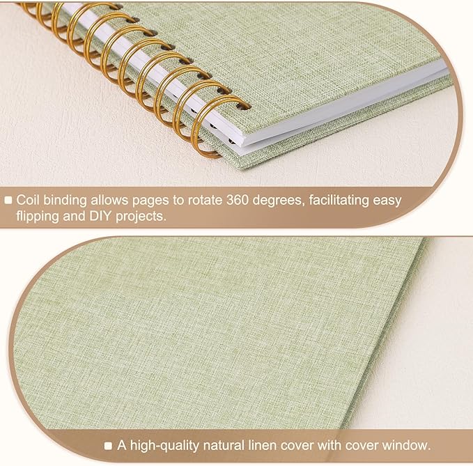 Scrapbook Photo Album 12x12 Inches 80 Pages Hardcover Kraft Paper Linen Cover Scrap Book Memory Book DIY Scrapbook Albums for Wedding Baby Boyfriend Travel Anniversary Family, GrassGreen