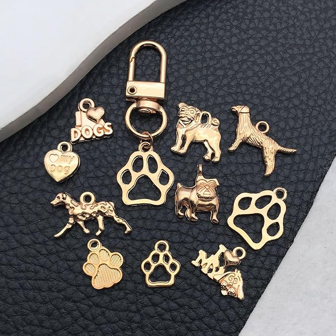 100pcs Craft Supplies Pet Dog Animals Charms Pendants for Crafting Jewelry Findings Making Accessory for DIY Necklace Bracelet (KC Golden sn860)