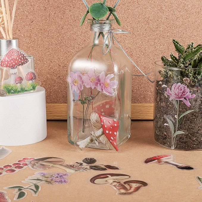 pengxiaomei 200 Pcs Floral Scrapbooking Vintage Stickers, Self-Adhesive Flowers Stickers for Journaling Card Making Scrapbook Style Wall Notebook Letters Window DIY (Mixed Style) Assorted, Multicolor