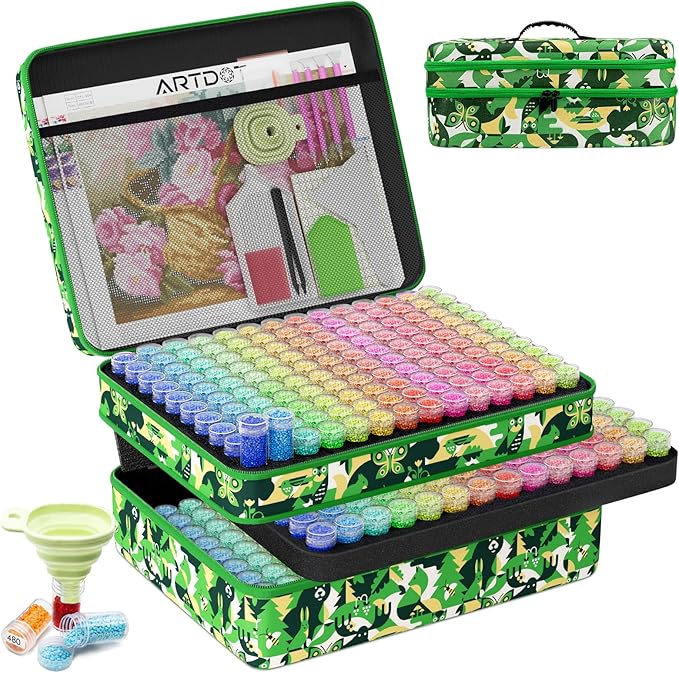 ARTDOT 420 Slots Storage Container for Diamond Painting Kits for Adults,Portable Diamond Painting Storage Box with Accessories and Tools