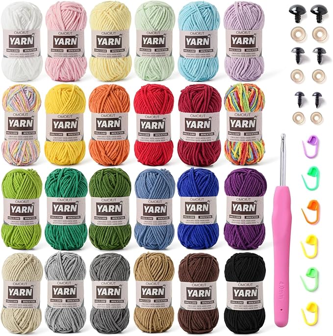 24 Pack Chunky Chenille Yarn for Crocheting, Bulky Velvet Yarn for Crochet, Baby Yarn for Crocheting Soft Blanket, 84.6 oz (2100 yds) Amigurumi Yarns for Craft Set A