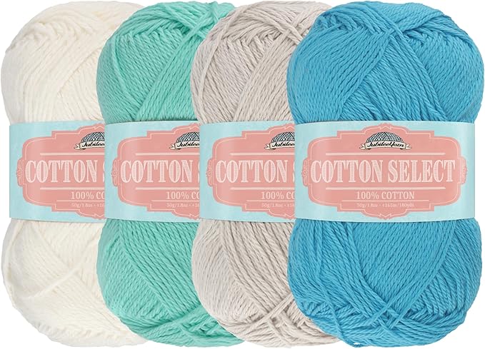 JubileeYarn Cotton Select Yarn - Sport Weight - 50g/Skein - Inspiration Assortment 88-4 Skeins