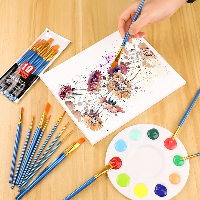 AROIC Acrylic Paint Brush Set, 24pack/240pcs Nylon Hair Paint Brushes for Acrylic Painting, Artist Craft Paint Brushes Supplies, Kid Adult Watercolor Oil Paint Brush Kit