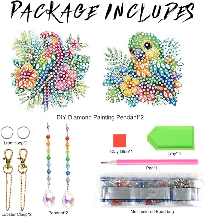 TDFERAN Diamond Pinting During Parrot Diamant Art Hanging Sign Onament Pendants Wind Chimes Wall Hanging in Living Room Dorridor Diamond Sunshine Catcher for Wall Home Decor