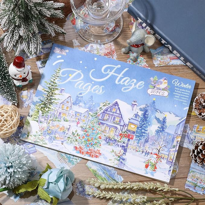 PET Winter Landscape Stickers 20 Sheets 150 Pre-Cut Stickers for Scrapbooking Scrapbook Supplies Transparent Sticker for journaling