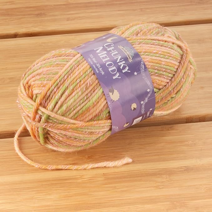 JubileeYarn Chunky Melody Yarn - 100g/Skein Bulky Wool Blend - Juice Box - 4 Skeins