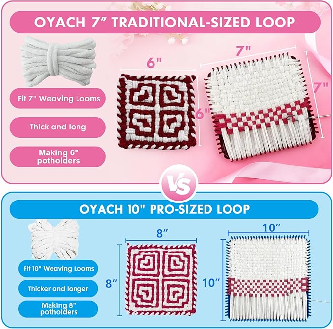 OYACH 7inch Weaving Cotton Loops Pack,160pcs Cotton Potholders Weaving Loom Refills Loops,Yarn Pot Holder Replenish Loop Bands Kits for Kids Adults DIY Arts Crafts- White (Loom not Included)