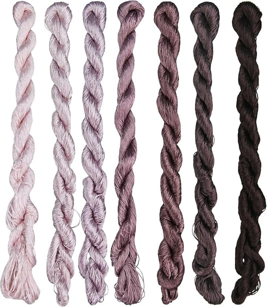 Natural 100% Silk Thread, Handmade Embroidery Thread Silk Floss 7 Colors 110m Each (23)