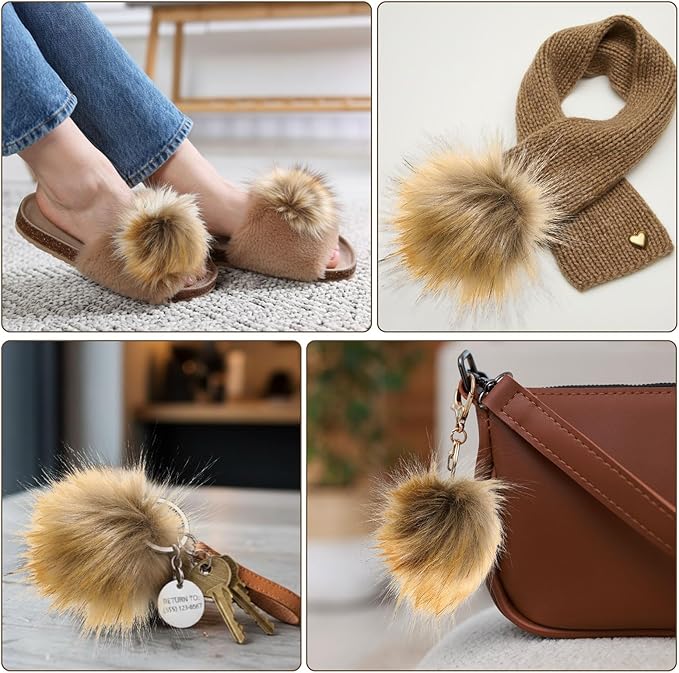 boao 8 pcs faux fur pompoms for hats with removable press button faux fur fluffy pompom balls knit hats clothing accessories for bobble hat knitting shoes scarves bag(1 color)