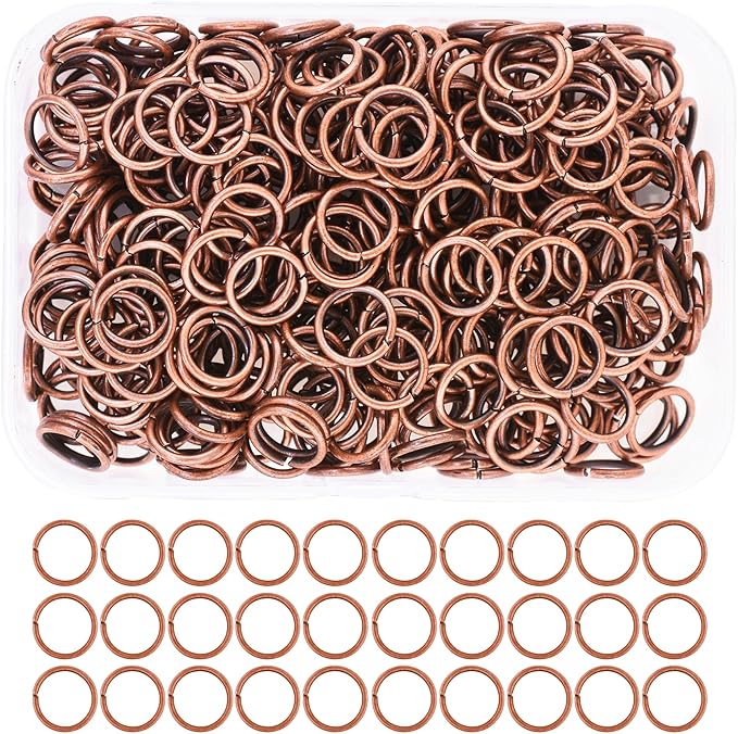 Mandala Crafts Assorted Antique Copper Color Jump Rings Jewelry Findings Metal O Rings for Jewelry Making Supplies - 400 10mm Small Open Jump Rings Kit for Necklace Earring